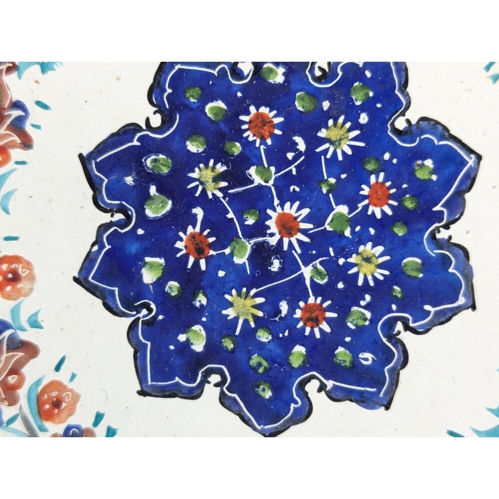Pair Vintage Persian Minakari Enamel Copper Plates Wall Hanging Hand Painted 8" - Picture 8 of 12